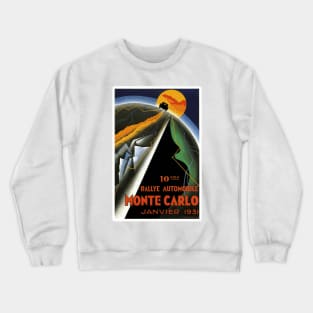 Monte Carlo Automotive Rallye, January 1931 Art Deco Poster Design Crewneck Sweatshirt